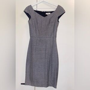 Reiss Gray Sheath Midi Dress V-neck Sleeveless